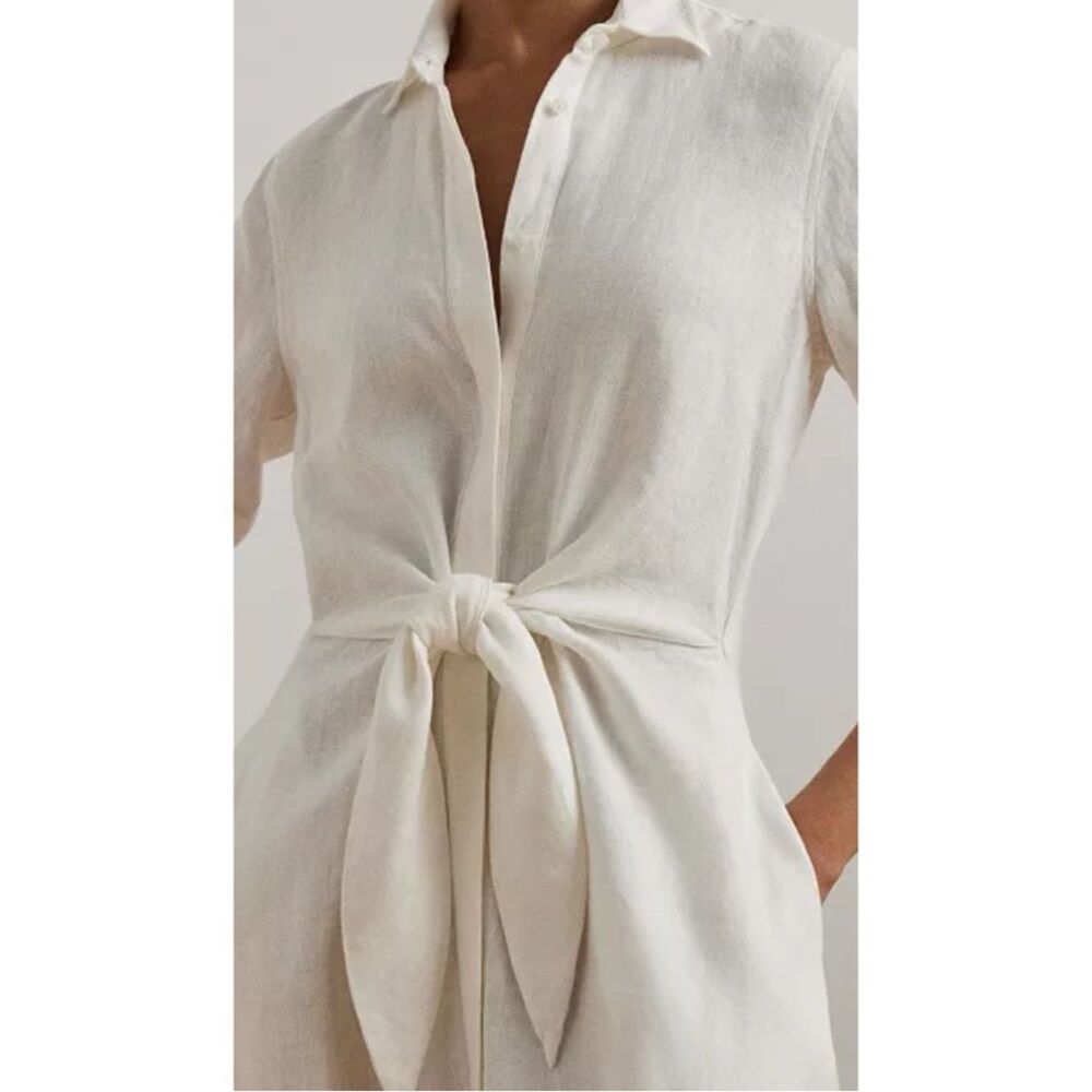 LAUREN Ralph Lauren Women's Linen Shirtdress in  White Size 0~ Pristine - Picture 3 of 9